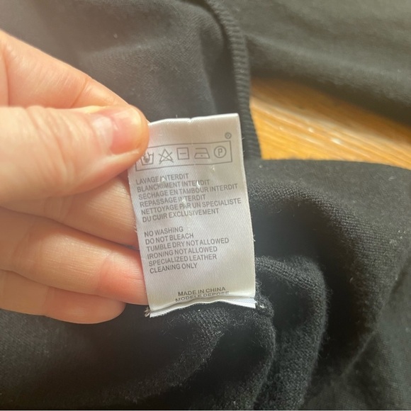 Maje Daminute Black Leather Patch Silk Blend Open Front Sweater Cardigan in M - Picture 8 of 13